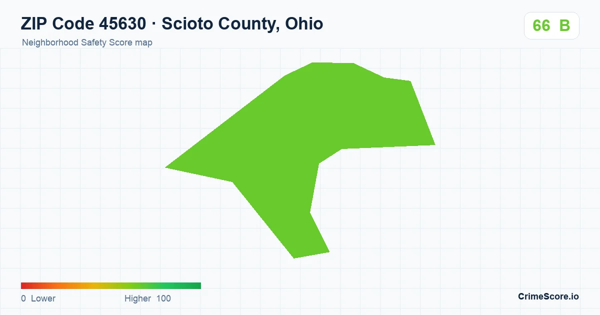 ZIP Code 45630 in Scioto County, Ohio neighborhood Safety Score map