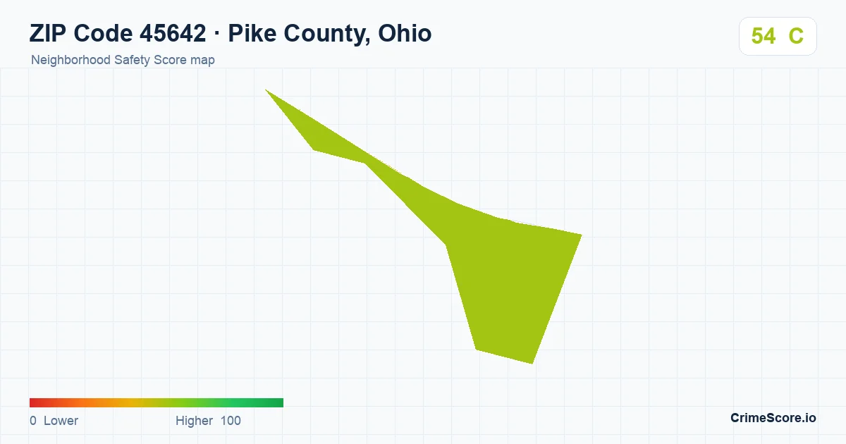 ZIP Code 45642 in Pike County, Ohio neighborhood Safety Score map