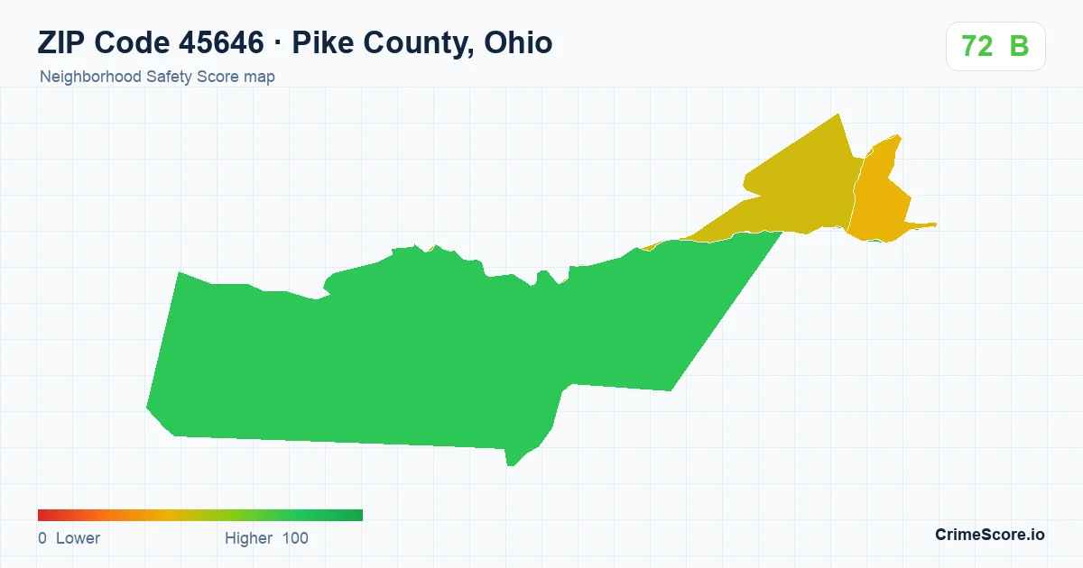 ZIP Code 45646 in Pike County, Ohio neighborhood Safety Score map