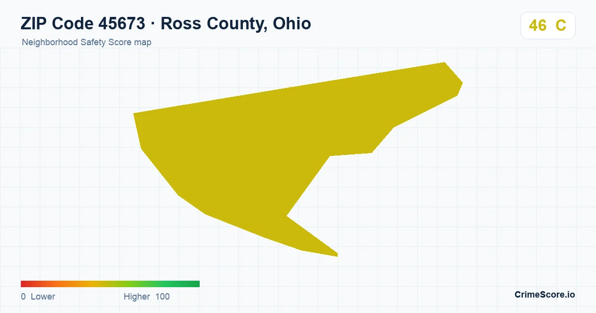 ZIP Code 45673 in Ross County, Ohio neighborhood Safety Score map
