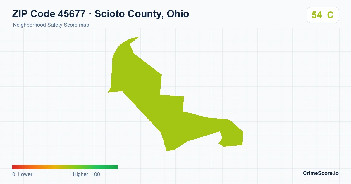 ZIP Code 45677 in Scioto County, Ohio neighborhood Safety Score map