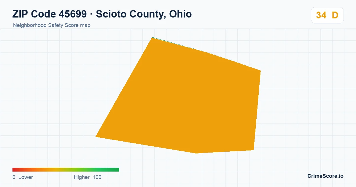 ZIP Code 45699 in Scioto County, Ohio neighborhood Safety Score map