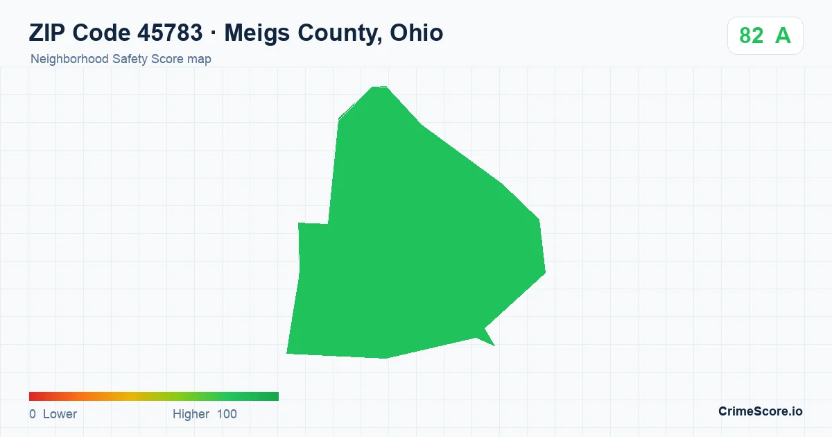 ZIP Code 45783 in Meigs County, Ohio neighborhood Safety Score map