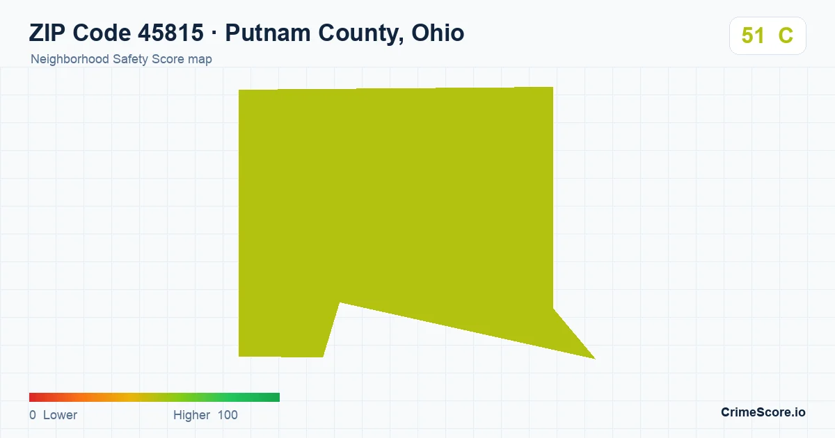 ZIP Code 45815 in Putnam County, Ohio neighborhood Safety Score map
