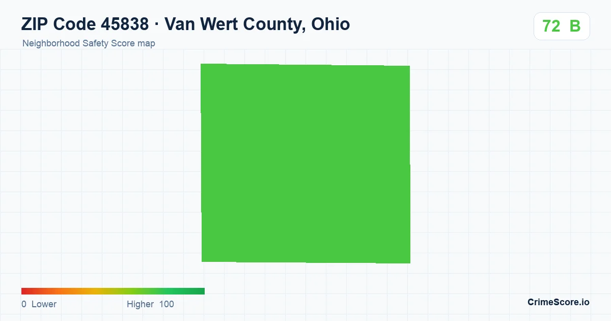 ZIP Code 45838 in Van Wert County, Ohio neighborhood Safety Score map