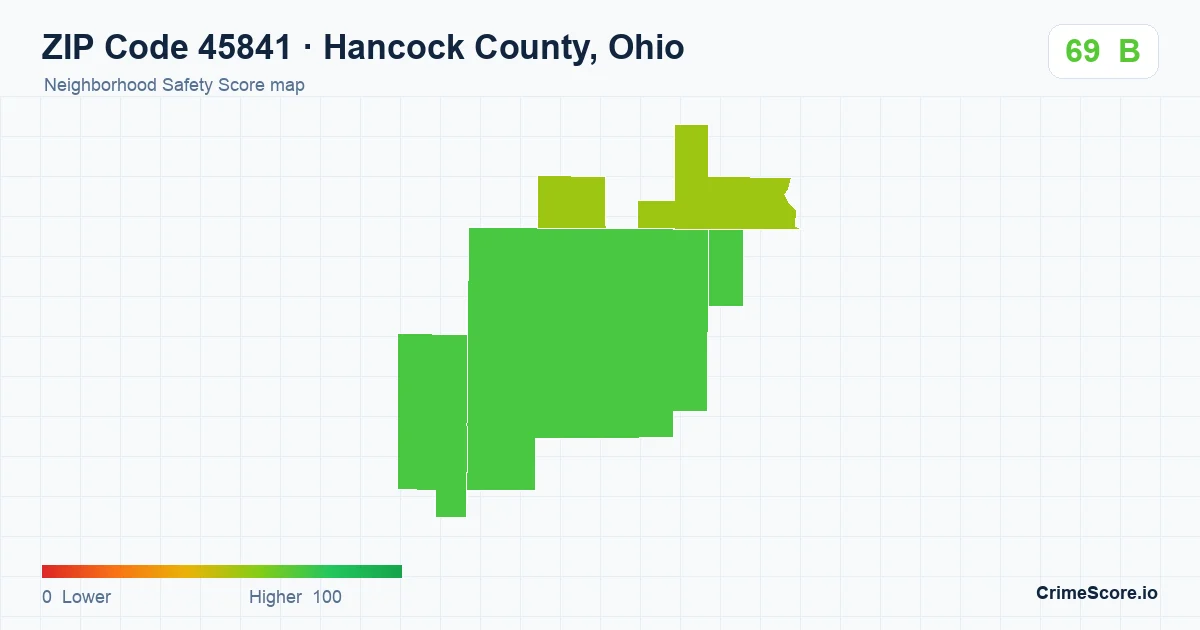 ZIP Code 45841 in Hancock County, Ohio neighborhood Safety Score map