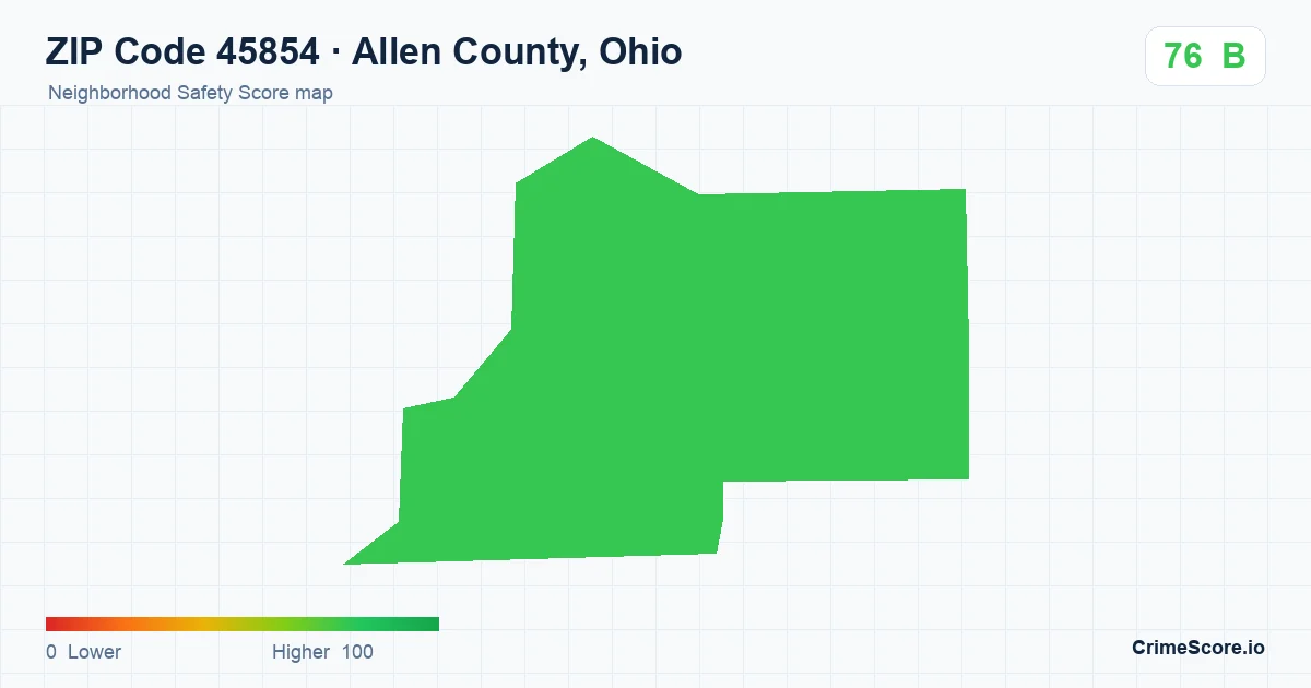 ZIP Code 45854 in Allen County, Ohio neighborhood Safety Score map