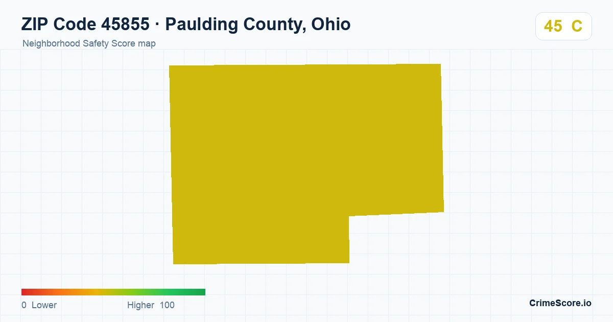 ZIP Code 45855 in Paulding County, Ohio neighborhood Safety Score map