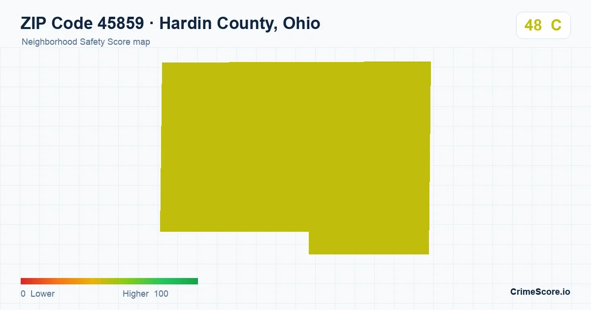 ZIP Code 45859 in Hardin County, Ohio neighborhood Safety Score map