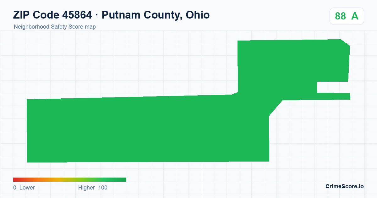 ZIP Code 45864 in Putnam County, Ohio neighborhood Safety Score map