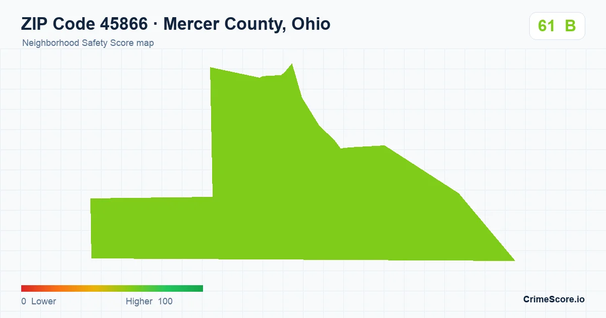 ZIP Code 45866 in Mercer County, Ohio neighborhood Safety Score map
