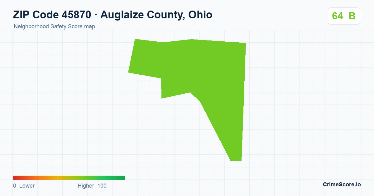 ZIP Code 45870 in Auglaize County, Ohio neighborhood Safety Score map