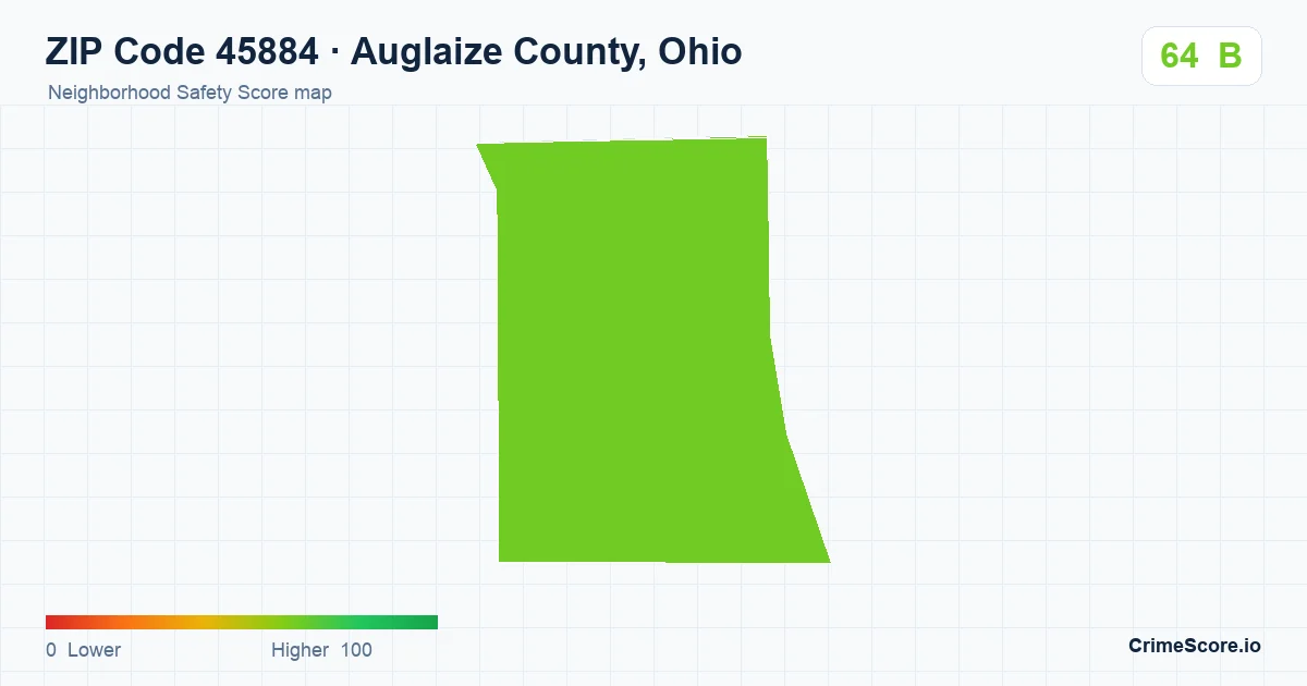 ZIP Code 45884 in Auglaize County, Ohio neighborhood Safety Score map