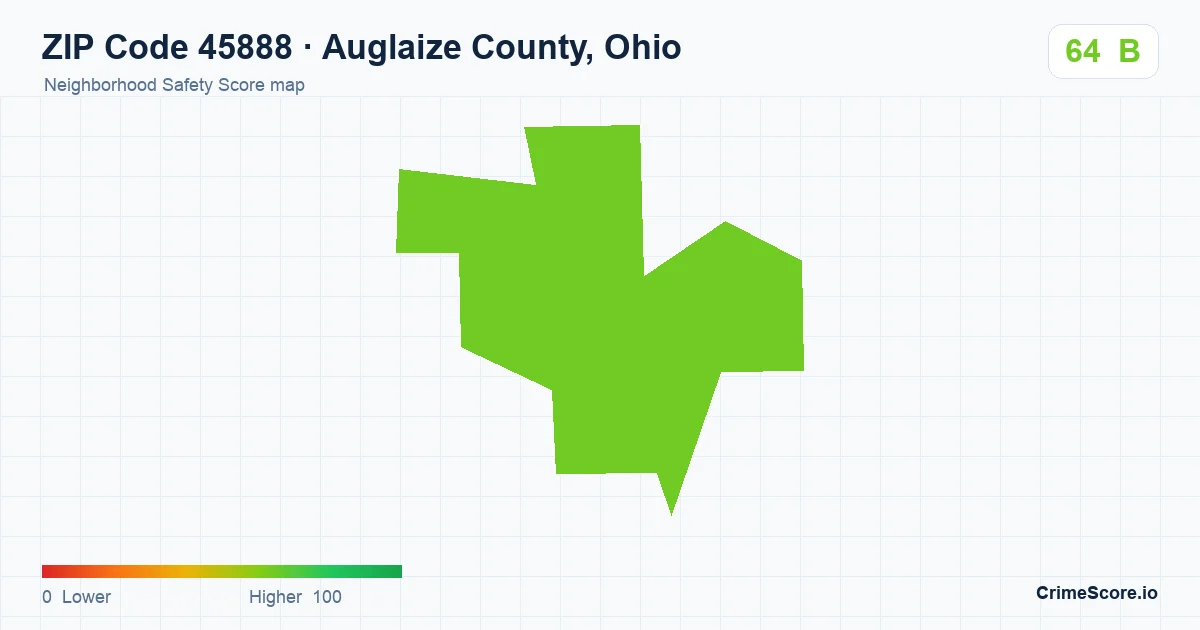 ZIP Code 45888 in Auglaize County, Ohio neighborhood Safety Score map