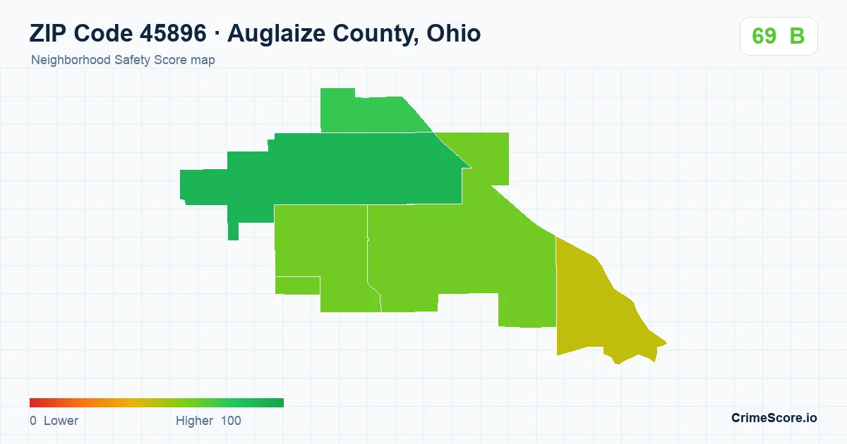 ZIP Code 45896 in Auglaize County, Ohio neighborhood Safety Score map