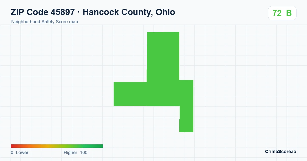 ZIP Code 45897 in Hancock County, Ohio neighborhood Safety Score map