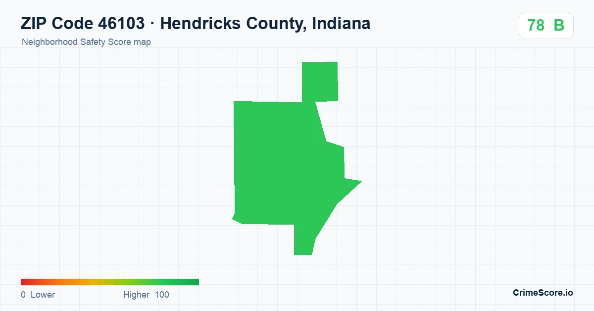 ZIP Code 46103 in Hendricks County, Indiana neighborhood Safety Score map