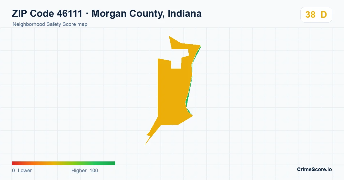 ZIP Code 46111 in Morgan County, Indiana neighborhood Safety Score map
