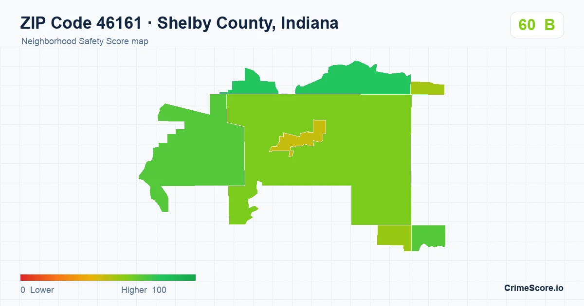 ZIP Code 46161 in Shelby County, Indiana neighborhood Safety Score map