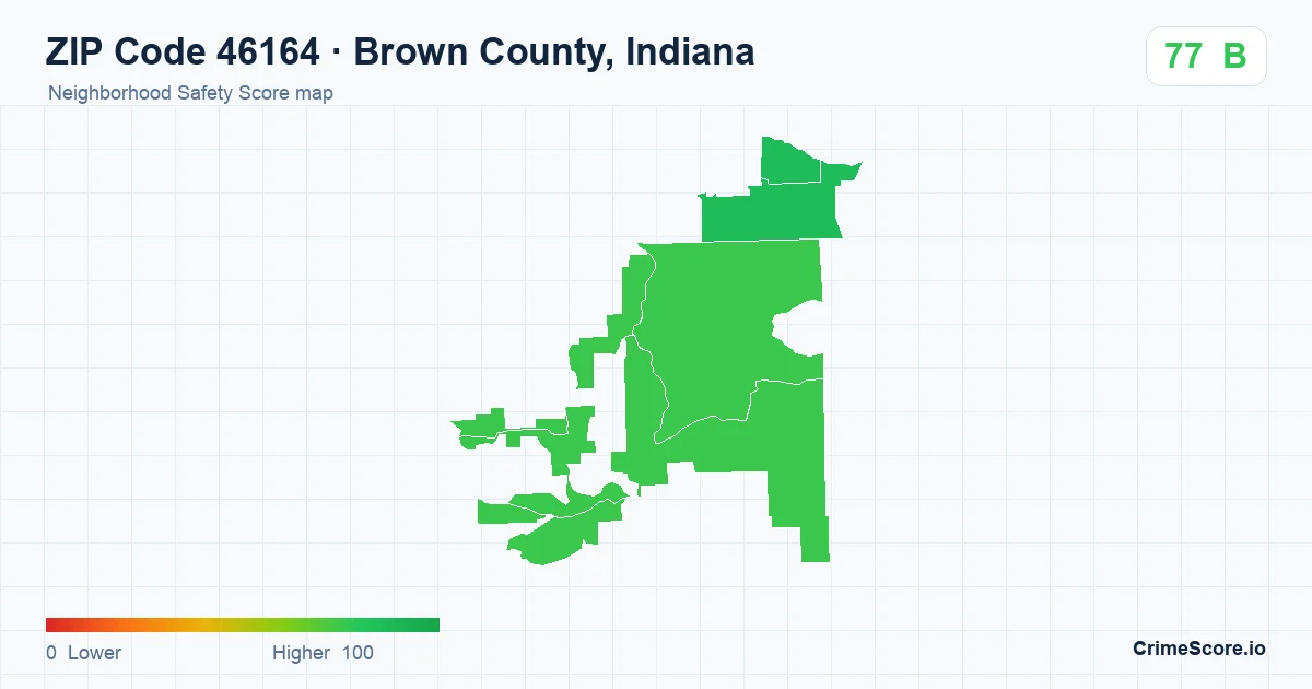 ZIP Code 46164 in Brown County, Indiana neighborhood Safety Score map