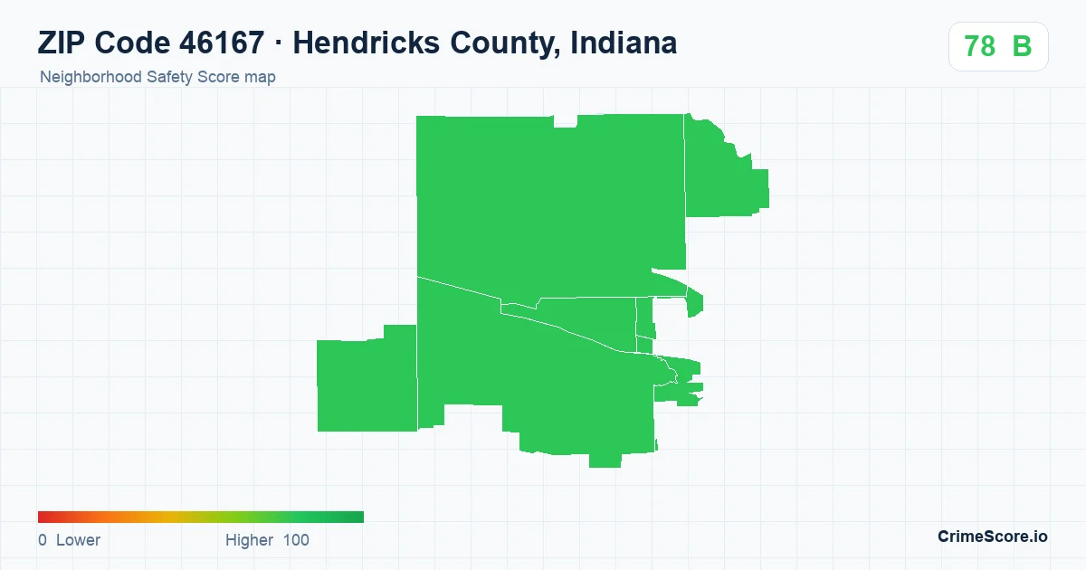 ZIP Code 46167 in Hendricks County, Indiana neighborhood Safety Score map