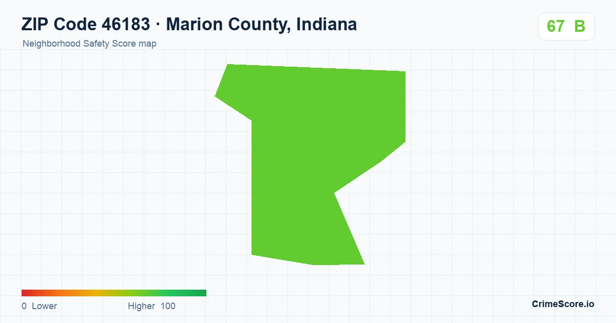 ZIP Code 46183 in Marion County, Indiana neighborhood Safety Score map