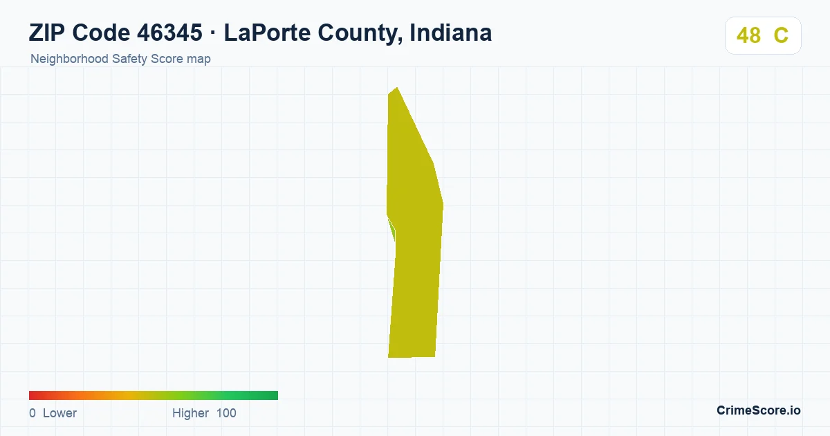 ZIP Code 46345 in LaPorte County, Indiana neighborhood Safety Score map