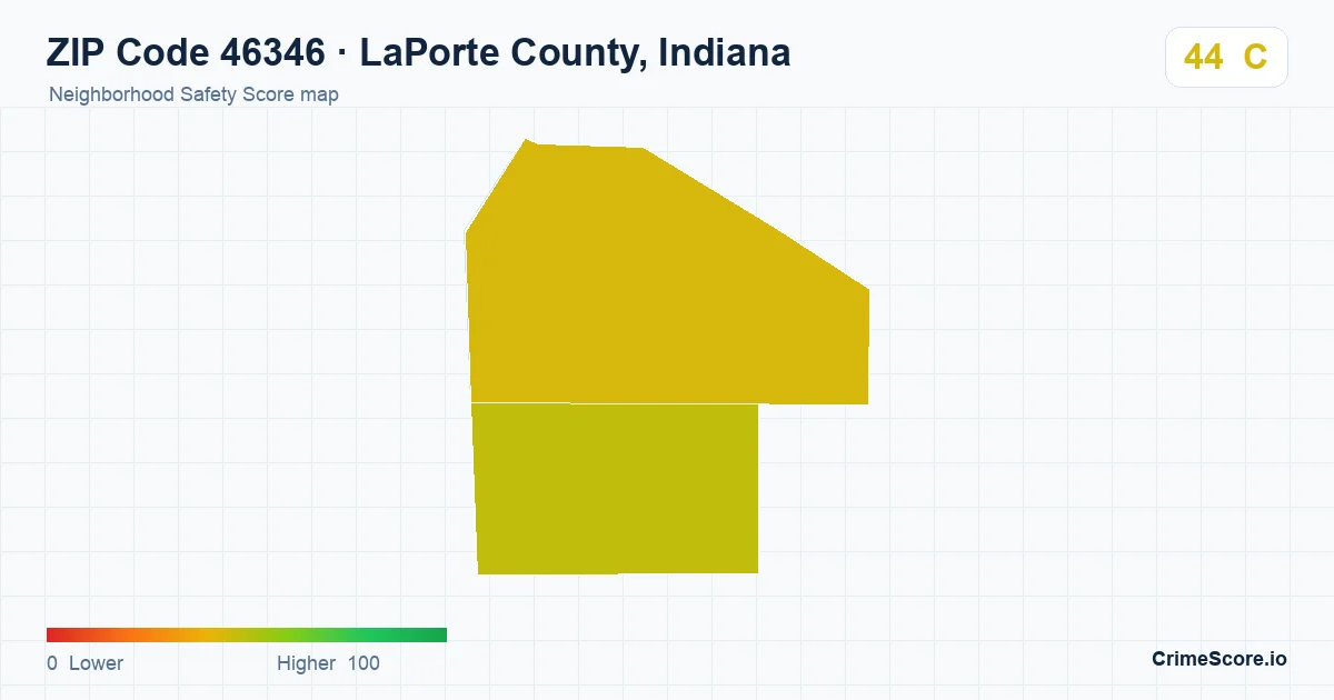 ZIP Code 46346 in LaPorte County, Indiana neighborhood Safety Score map