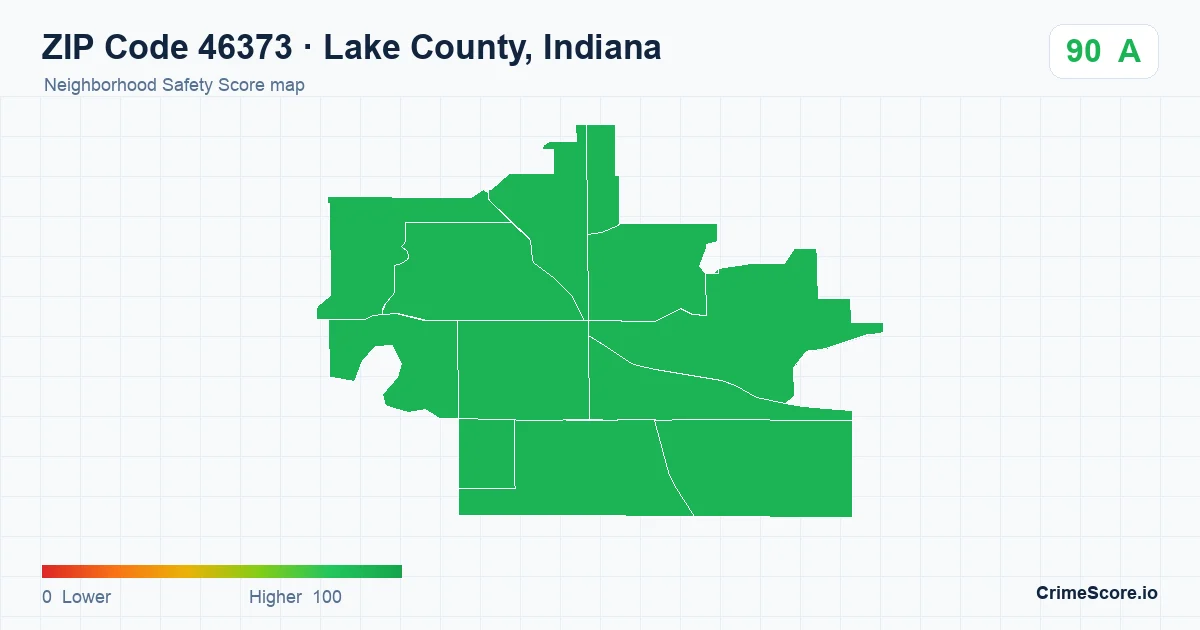 ZIP Code 46373 in Lake County, Indiana neighborhood Safety Score map