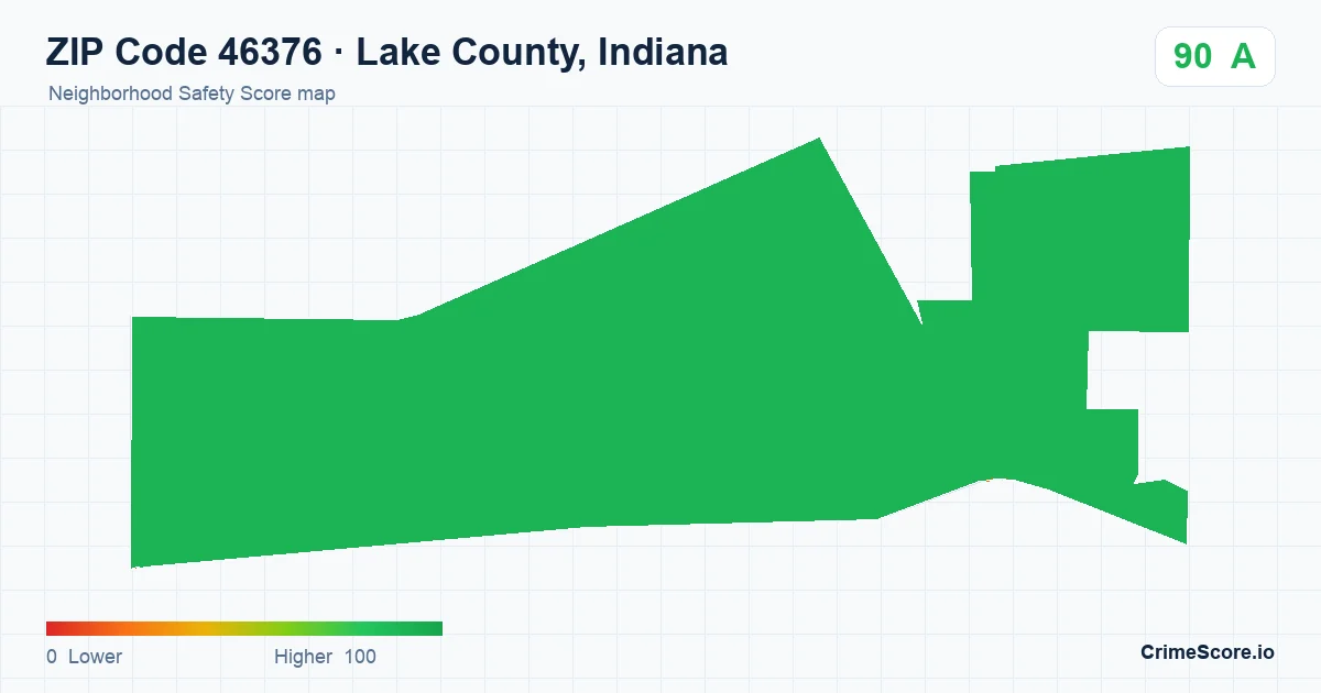 ZIP Code 46376 in Lake County, Indiana neighborhood Safety Score map