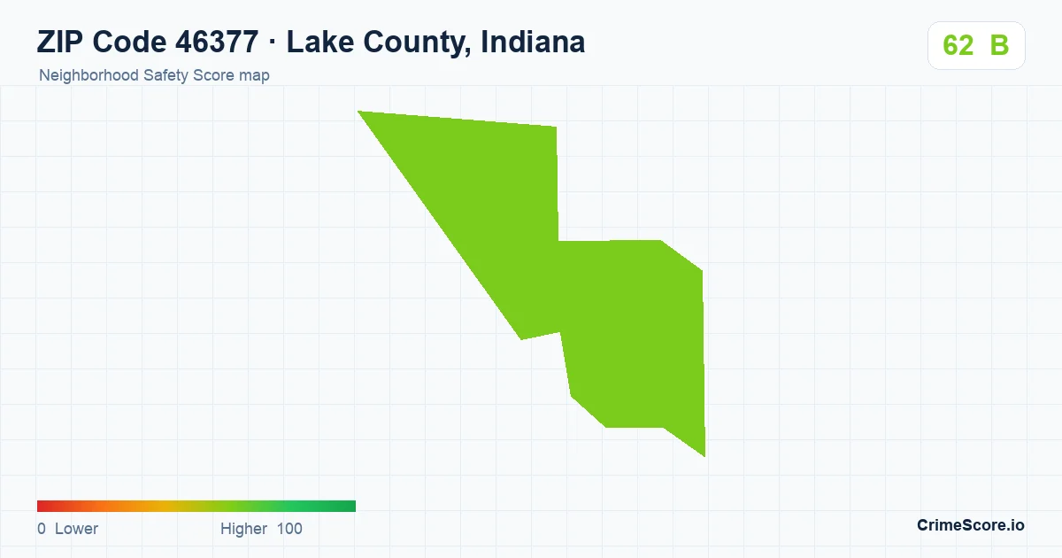 ZIP Code 46377 in Lake County, Indiana neighborhood Safety Score map