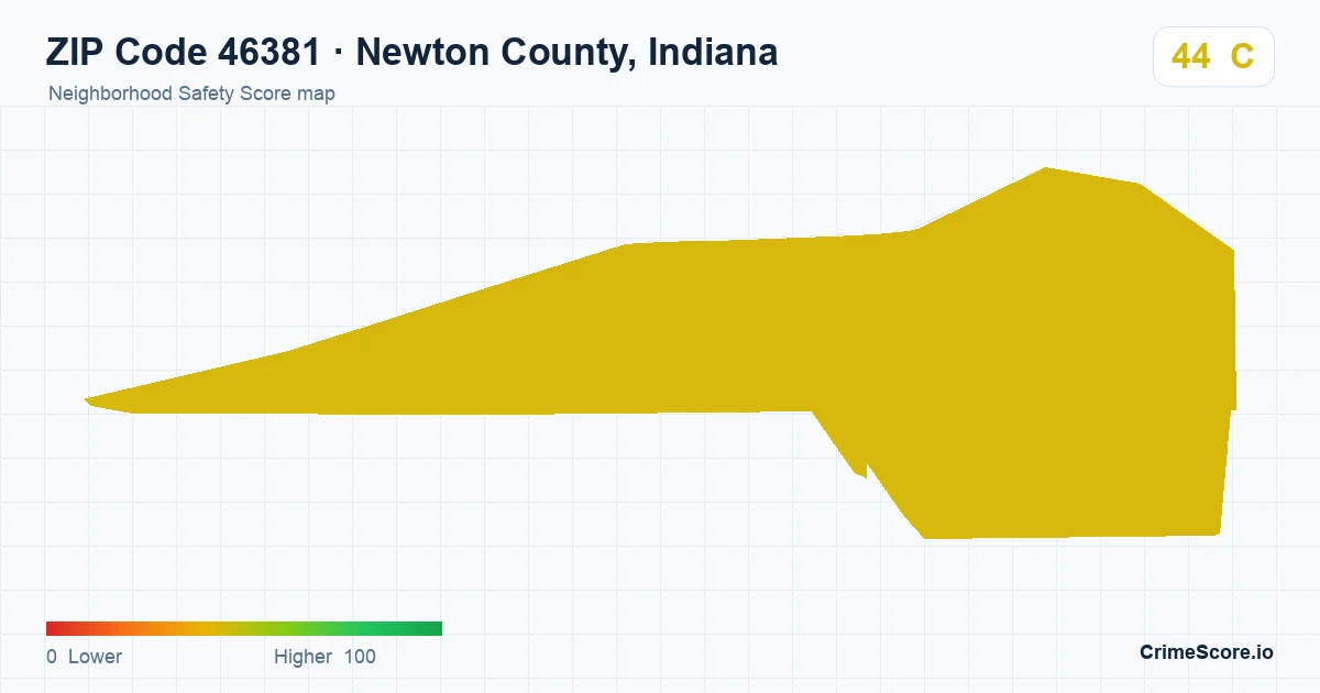 ZIP Code 46381 in Newton County, Indiana neighborhood Safety Score map