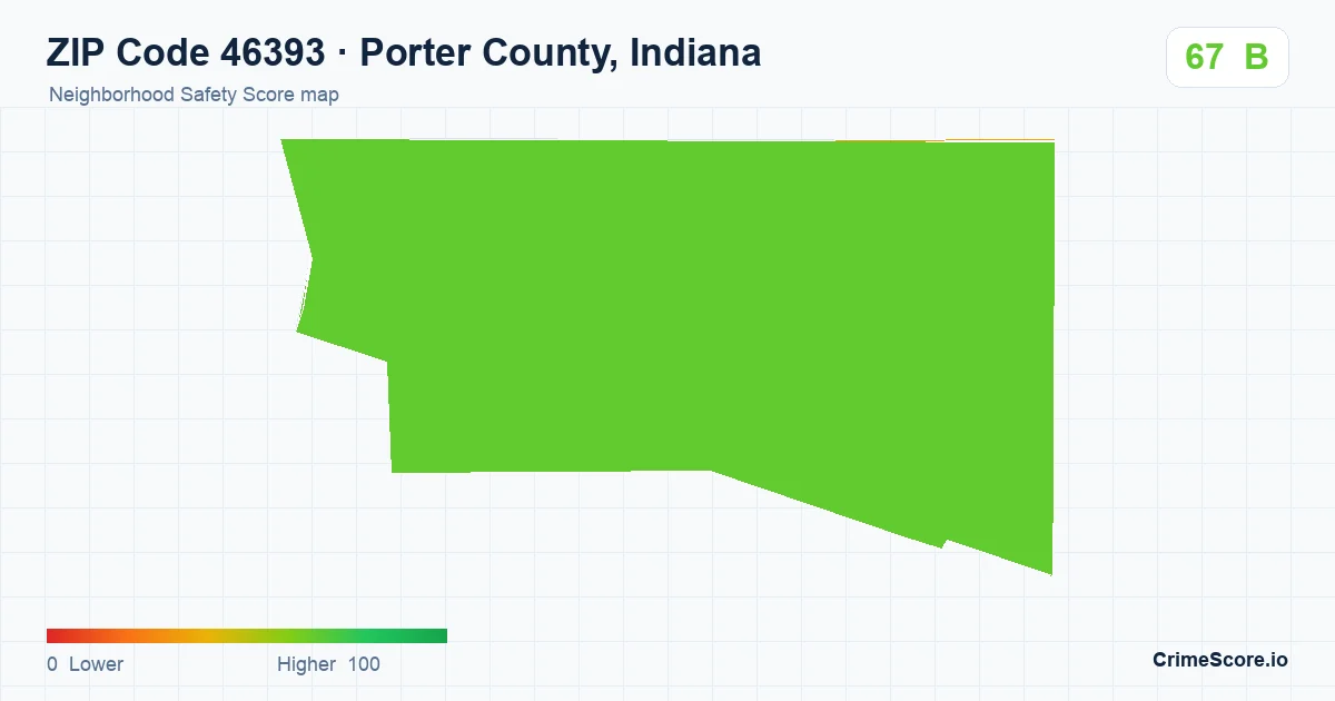 ZIP Code 46393 in Porter County, Indiana neighborhood Safety Score map