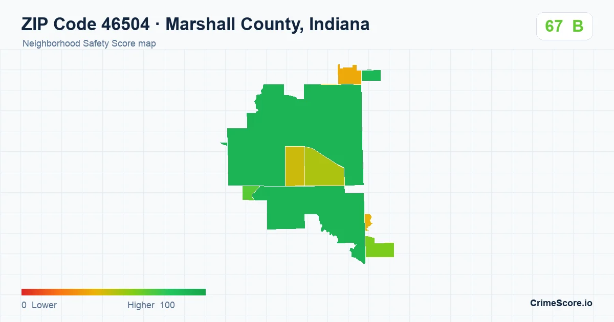 ZIP Code 46504 in Marshall County, Indiana neighborhood Safety Score map