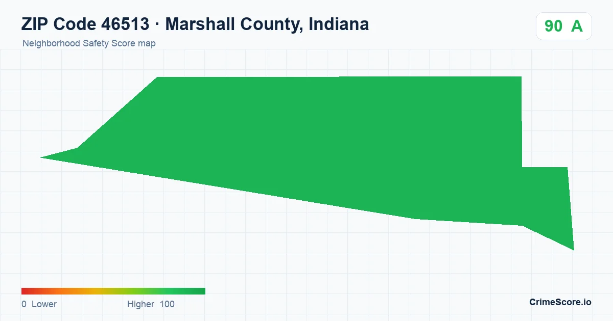 ZIP Code 46513 in Marshall County, Indiana neighborhood Safety Score map