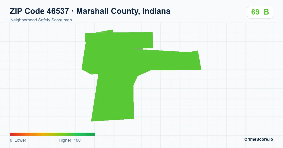 ZIP Code 46537 in Marshall County, Indiana neighborhood Safety Score map