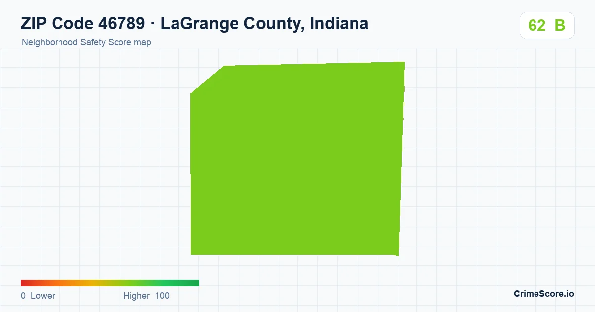 ZIP Code 46789 in LaGrange County, Indiana neighborhood Safety Score map