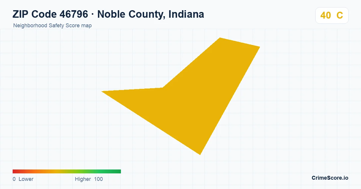 ZIP Code 46796 in Noble County, Indiana neighborhood Safety Score map
