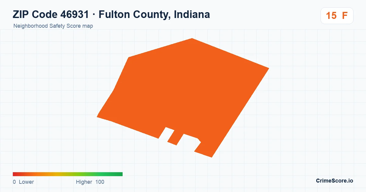 ZIP Code 46931 in Fulton County, Indiana neighborhood Safety Score map