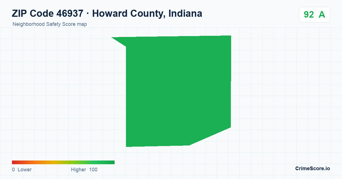 ZIP Code 46937 in Howard County, Indiana neighborhood Safety Score map