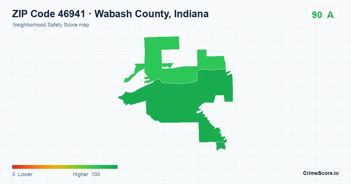 ZIP Code 46941 in Wabash County, Indiana neighborhood Safety Score map