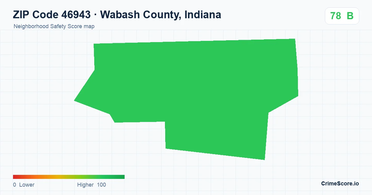 ZIP Code 46943 in Wabash County, Indiana neighborhood Safety Score map