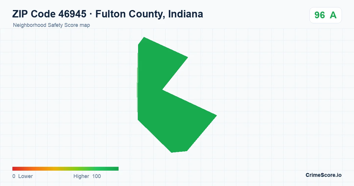 ZIP Code 46945 in Fulton County, Indiana neighborhood Safety Score map
