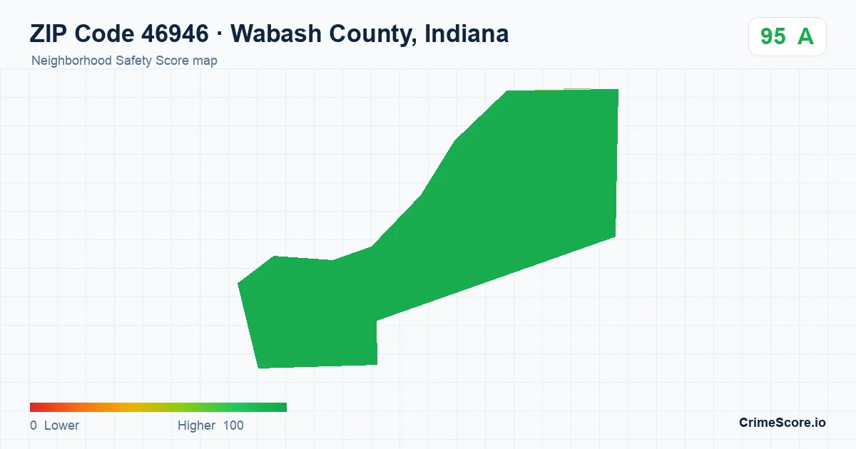 ZIP Code 46946 in Wabash County, Indiana neighborhood Safety Score map