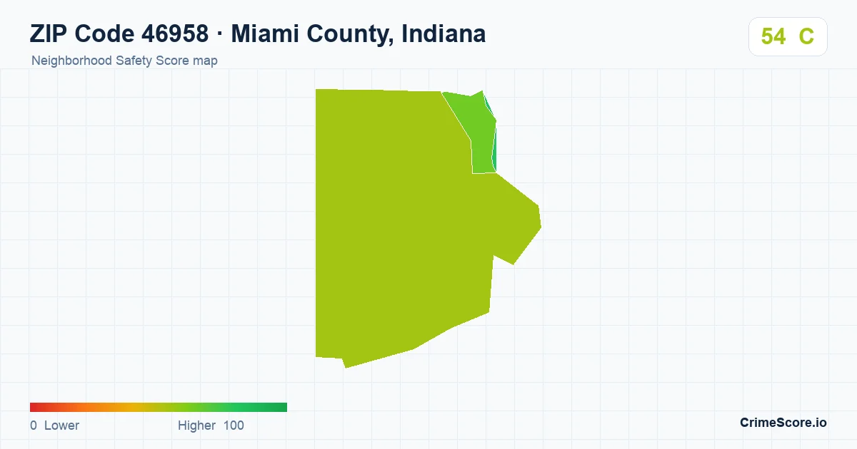 ZIP Code 46958 in Miami County, Indiana neighborhood Safety Score map