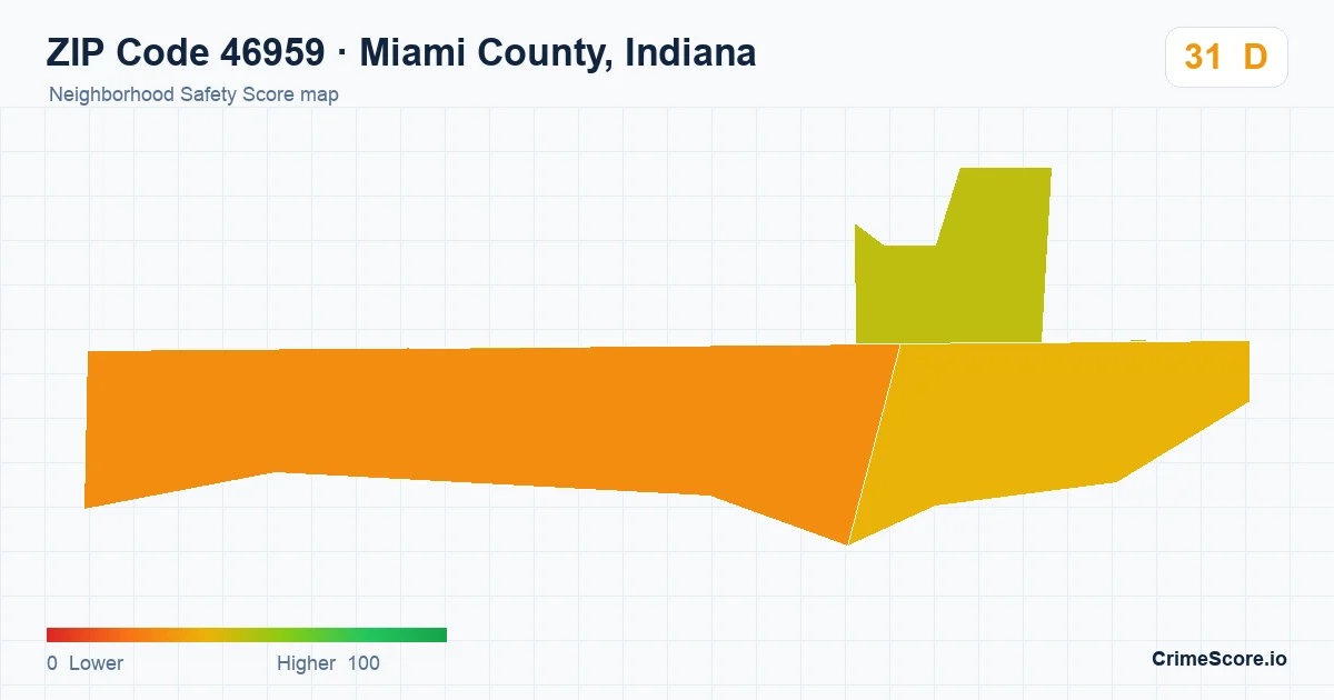 ZIP Code 46959 in Miami County, Indiana neighborhood Safety Score map