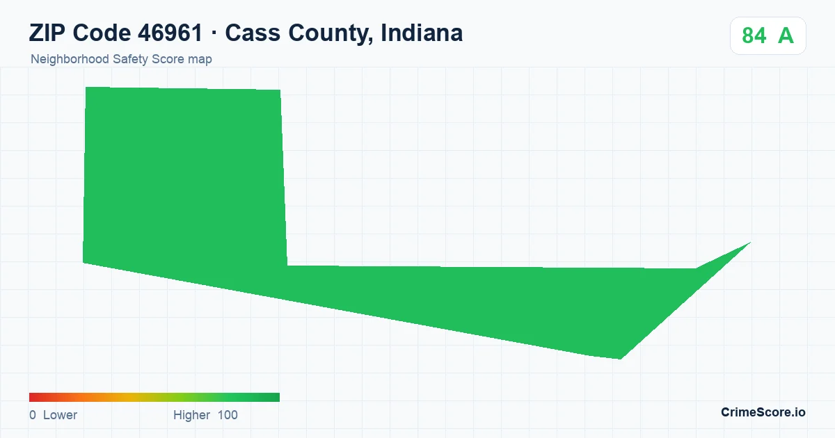 ZIP Code 46961 in Cass County, Indiana neighborhood Safety Score map