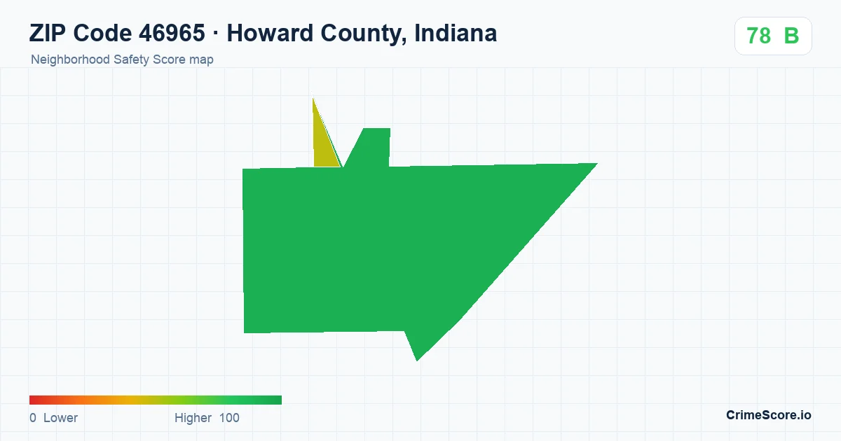 ZIP Code 46965 in Howard County, Indiana neighborhood Safety Score map
