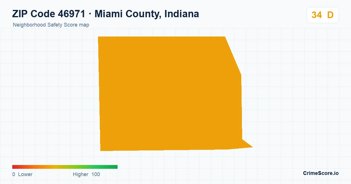 ZIP Code 46971 in Miami County, Indiana neighborhood Safety Score map