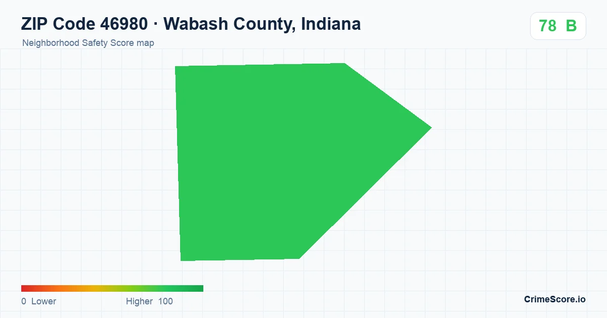 ZIP Code 46980 in Wabash County, Indiana neighborhood Safety Score map